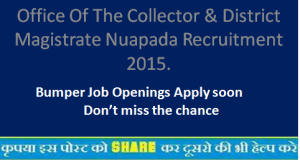 Office Of The Collector & District Magistrate Nuapada Recruitment 2015.