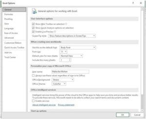 Customization in Excel